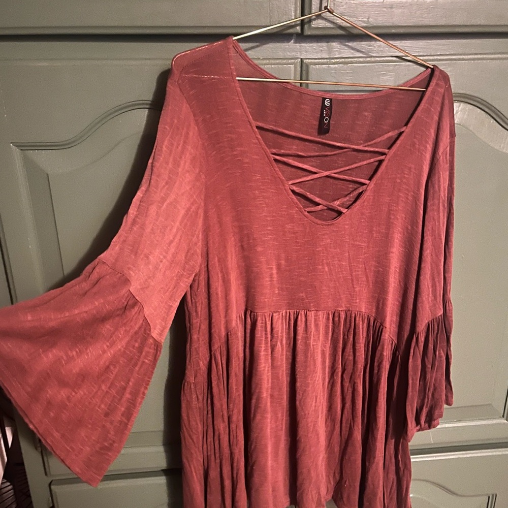 Women's Rust Top with Crisscross Detail